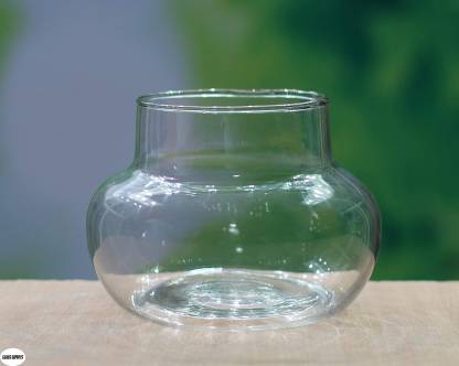 WG Wood Gibbs Bamboo JAR/Candy JAR/Glass Pot/JAR (4") Glass Vase (4.72 inch, White) Glass Vase