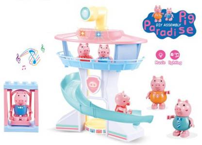 Pig Paradise Family Action Figure for Kids Pretend Play Castle Pig Toy (Pig Paradise)