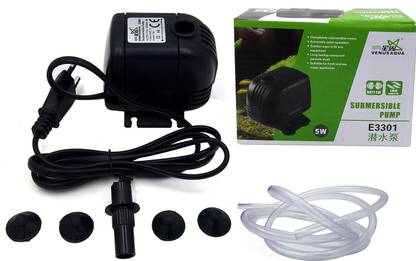 Venus Aqua E3301 Submersible Aquarium Water Pump For Mini Water Fountain and Aquarium/Fish Tank (Power: 5W, H.MAX: 1M, Flow MAX:600L/H) Water Aquarium Pump