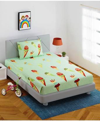 gbl impex 300 TC Microfiber Single Printed Fitted (Elastic) Bedsheet