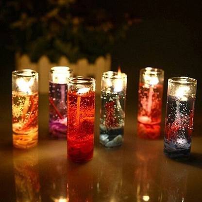 ProcureItOut Gel Candle | Beautiful Pencil Decorative Small Glass Gel Wax Candles for Festival Decoration Diwali Candle