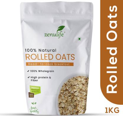 zenulife Rolled Oats, Wholegrain Breakfast, High Protein and Fibre Pouch