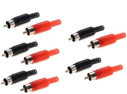ERHIndia (Pack of 5 Pair) Red Black RCA Pin Male Audio Video RCA Pin Male Connector for Stereo Cable Audio Video Jack Adapter Red Black Pair AV Pin Male Connector Speaker Connector Pin Electronic Components Electronic Hobby Kit
