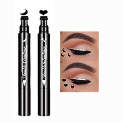 Three Elements double sided black eyeliner waterproof smudge proof moon shape, heart shape stamp eyeliner long lasting liquid eye liner pen tatoo eyeliner 3.5 ml