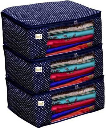 Tiarakrafts 3 Cotton Quilted 3 layered Wardrobe Organizer with Transparent Window SCQ-0A450