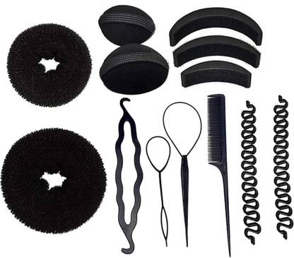 trusetedwell Hair Styling Tools Bun Maker Combo Offer Black (Professional-Styling-Accessories-Combo-13) Hair Accessory Set
