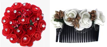 kaku enterprises k ARTIFICIAL FLOWER GAJRA BUN and magic hair comb pack of 2 Bun Clip