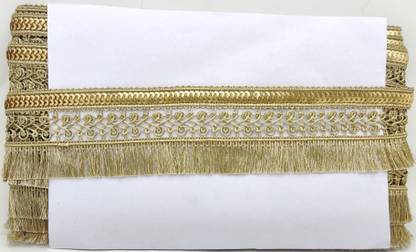 फैंसी मोती लेस ANMOL KIRAN ZARI FANCY LACE WITH SEQUENCE WORK LACE BORDER BRIDAL LEHENGA & BLOUSE, BAGS, CRAFT MATERIAL, DECORATION, HOME DECOR & GIFTS. ( ANMOL / METER - 9 / PACK OF 1 PCS) लेस रील