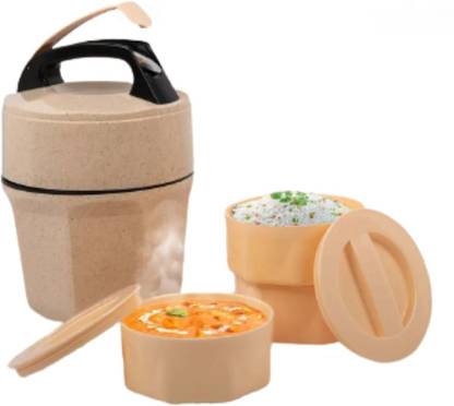 Unicus Octomeal Eco: 3 Plastic Container Lunch Box With Spoon | Made From Eco Friendly Material 3 Containers Lunch Box