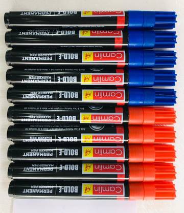 Camlin Permanent marker pack of 10 ( Red 5 + Blue 5 )