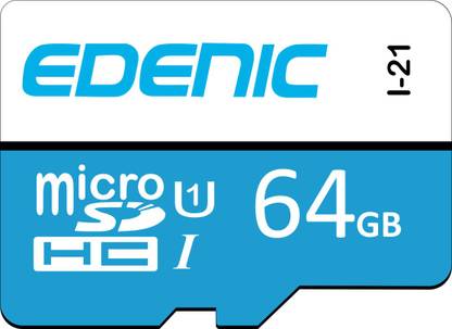 EDENIC Premium 64GB Micro SDHC card,64GB Memory Card, 64GB 64 GB MicroSD Card Class 10 80 MB/s  Memory Card Compatible with Mobile, Camera, Tablet, Computer, Gaming Console