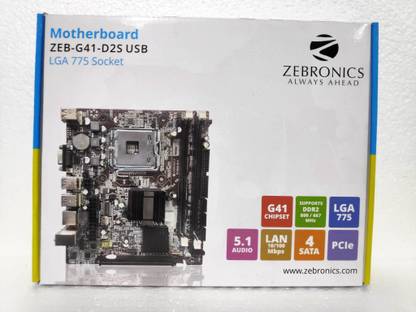 ZEBRONICS ZEB-G41-D2S USB LGA 775Socket Micro-ATX Intel G41 Chipset DDR2 Motherboard for Desktop