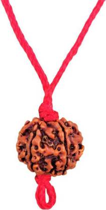 Real Rudraksha Original 5 Mukhi Nepali Rudraksha in red thread and Certificate of Authenticity of Natural Rudraksha Wood Locket