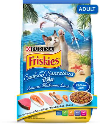 Purina Friskies Seafood Sensations Tuna Salmon Whitefish Cran & Shrimp Flavours Shrimp 3 kg Dry Adult Cat Food