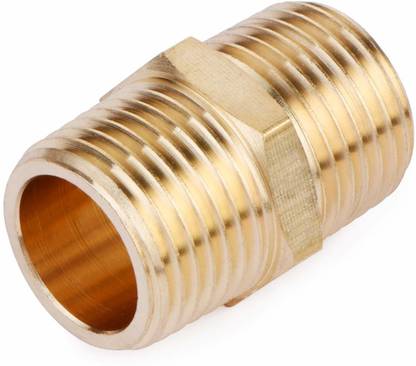 PBI Brass Pipe Fitting Hex Nipple 1/2" x 1/2" BSP Male UNION Pipe Fitting 1/2BSP BRASS Male Thread Hose Fitting Straight Quick Adapter Hex Nipple Coupler ConnectOR Fitting 3pcs 2-Way Union Pipe Joint