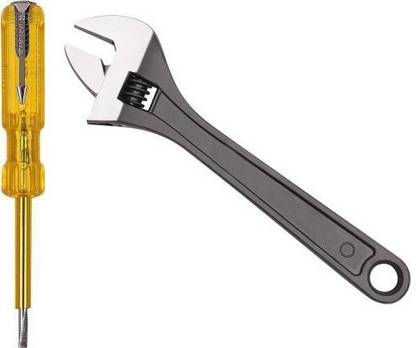 vyas Heavy Duty Adjustable Wrench Single Sided Open End Wrench With Analog Voltage/Circuit Tester ( Pack of 2) Hand Tool Kit