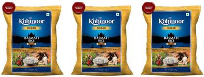 KOHINOOR Dubar Authentic Aged Basmati Rice 1 kg - Pack of 3 X 1 Kg Basmati Rice (Medium Grain)