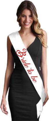GIFTOPEDIA INDIA BRIDE TO BE SASH - WHITE(RED)