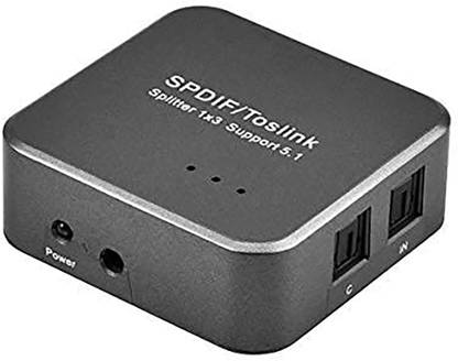 VRISH SPDIF/Toslink Digital Optical Audio 1x3 Splitter with Optical Audio Cable for Sound bar, TV, PS4,Blu-ray,Xbox (1X3 S/PDIF Toslink Splitter) Media Streaming Device