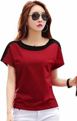 Self Design Women Red T-Shirt