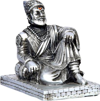 Indian Discovery Shri Chhatrapati Shivaji Maharaj Silver Idol Statue Decorative Showpiece  -  9 cm