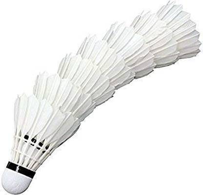 Sapna sales Feather Badminton Shuttlecock standard Size white Pack of 10 Feather Shuttle  - White