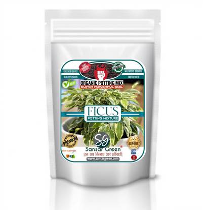 Sansar Green Ficus Potting Mixture, Essential Super Powerful Organic Soil Mixture for Ficus Plants with Active Micro Organism and ++ Growth Booster Potting Mixture
