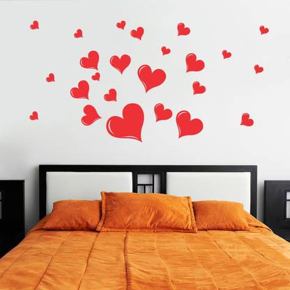 VCREATE DECOR 39 cm Heart Wall Sticker And Decal Self Adhesive Sticker