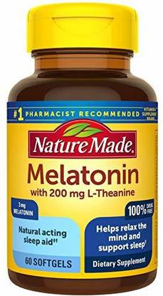 Nature Made Melatonin 3 mg with 200 mg L-theanine Softgels, 60 Count for Supporting