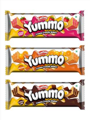 Yummy Yummo Big Creamy Wafers Pack Of 3 (,orange,chocolate,strawberry) Wafers