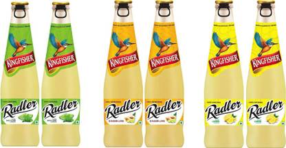 Kingfisher Radler Non Alcoholic Beer Ginger and Lime, Lemon, Lemon and Mint, 300ml 2 Bottles Each Flavour Glass Bottle