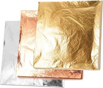 M.H VARAKHWALA M H VARAKHWALA.IMITATION LEAF OF THREE COLOUR GOLD,SILVER AND ROSE GOLD,SIZE 16CM X 16CM EACH COLOUR QUNATITY 100PCS TOTAL 300PCS.(IDEAL FOR MOST CRAFT PROJECTS:WOOD,PLASTIC,CERAMIC,GLASS,PLASTIC,PAINTINGS,RESINS,PAPER AND MORE)