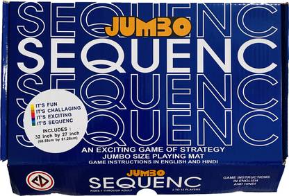 SHAHI Jumbo Sequence Board Game Challenging Card Game for Ages 7 & Above, Hard Board,Chips and Card Educational Board Games sequence games Party & Fun Board Game