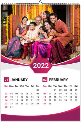 printfixels Personalized (Customized) Wall Calendar with custom photos in 6 Pages 2022 Wall Calendar