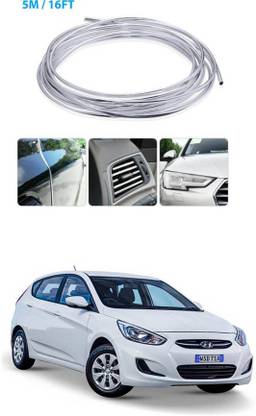 APICAL Hyundai Accent Edge Guard Protector for Door and Edges 5 Meter) (Colour-Chrome Silver)AK-13 Car Beading Roll For Bumper, Door, Window Sill