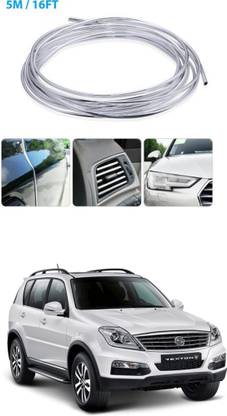 APICAL Mahindra Rexton Edge Guard Protector for Door and Edges 5 Meter) (Colour-Chrome Silver) Car Beading Roll For Bumper, Door, Window Sill