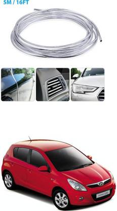 APICAL Hyundai i20 Edge Guard Protector for Door and Edges 5 Meter) (Colour-Chrome Silver) Car Beading Roll For Bumper, Door, Window Sill