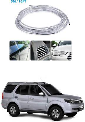 APICAL Tata Safari Storme Edge Guard Protector for Door and Edges 5 Meter) (Colour-Chrome Silver) Car Beading Roll For Bumper, Door, Window Sill