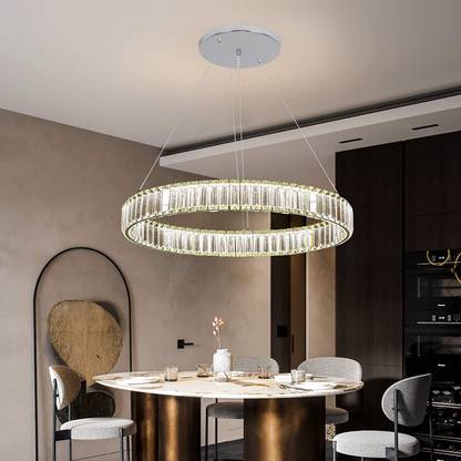 D4P Modern Crystal Chandelier Lighting Ceiling Dining Room Living Room Chandeliers Contemporary LED Light Fixtures Hanging 1 Ring Foyer Girls Bedroom Pendant Lights,Warm White helix0025 Pendants Ceiling Lamp