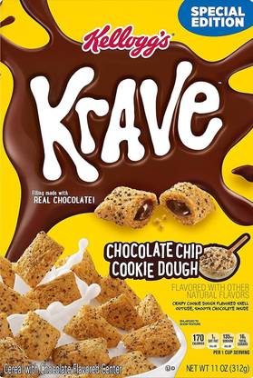 Kellogg's Krave Chocolate Chip Cookie Dough Cereal (Imported), 312g Box