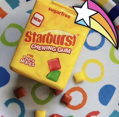 Starburst Sugar free x 100 Fruity Mixies Chewing Gum Imported 69g Strawberry, BubbleGum, Apple Chewing Gum