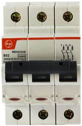 L&T Exora Miniature Circuit Breakers (MCBs) - 32A B-Curve 10 KA Three Pole (TP) ISI Marked BB30320B MCB
