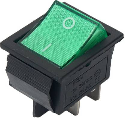 Electronic Spices (Pack of 5 ) 2 Position Rocker Switch ON/Off AC 125V/20A 250V/16A for Boat with LED Light DPST 4 Pins (Green) Electronic Components Electronic Hobby Kit