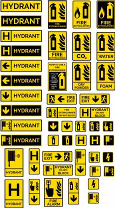 KREEPO Hydrant, Fire Extinguisher, CO2, Water, Dry Power, Foam, Fire Exit, Fire Extinguisher Do Not Block, Hydrant Do Not Block, Fire Alarm Emergency Sign