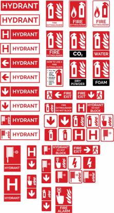 KREEPO Hydrant, Fire Extinguisher, CO2, Water, Dry Power, Foam, Fire Exit, Fire Extinguisher Do Not Block, Hydrant Do Not Block, Fire Alarm Emergency Sign