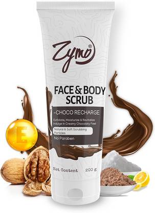Zymo Face & Body Scrub - Choco Recharge - 200g Chocolate Scrub With Natural & Soft Scrubbing Particles | Paraben Free Face Wash