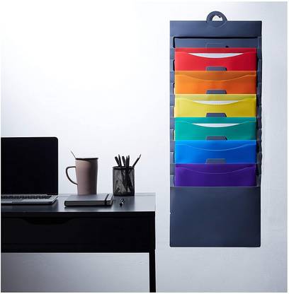 BANSURI ARISTOCRATIC Plastic Multicolor Hanging 6 Pocket File Folders | Hanging File Folder | Wall Hanging File Folders | Hanging Folder | Files for Filing Cabinet