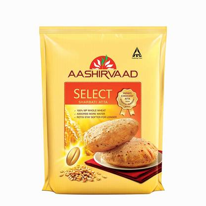 AASHIRVAAD Select Premium Sharbati Atta, 5kg, 100% MP Whole Wheat