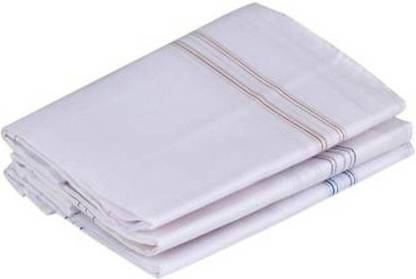 YIMK Pack of 3 Handkerchieves Cotton Pure White With Strip Design handkerchief big size hanky set for men cotton hankies for men hanky white premium Rumal Set Men [White] Handkerchief (Pack of 3) ["White"] Handkerchief