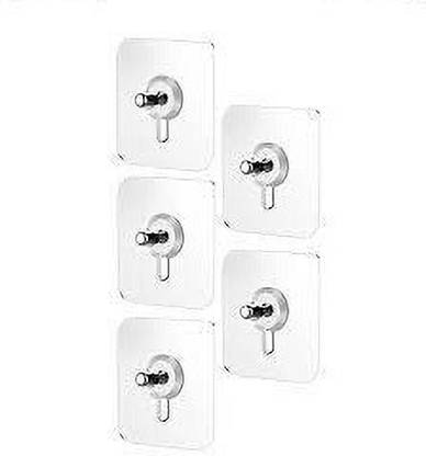 SEASPIRIT Screws Hanger No Hole Hook Home Traceless Sticker Wall Mounted Strong Non-Marking Stickers Perforated Stainless Steel Screw Patches Hook 5